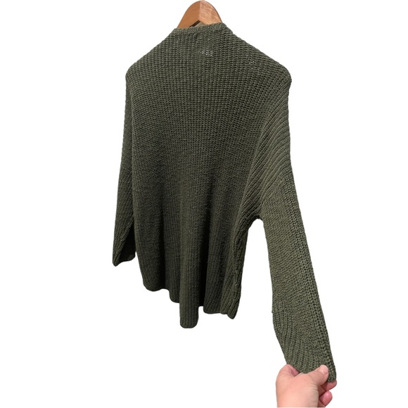 ABS ALLEN SCHWARTZ OLIVE GREEN KNIT GOLD FRONT ZIP HARDWARE HI LOW SWEATER XXL - Picture 8 of 10